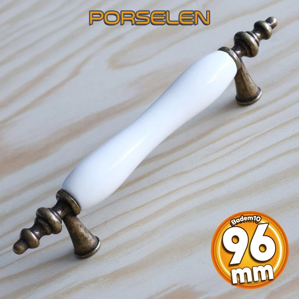Gerçek Porselen Eskitme Antik Sarı 96 mm Düz Mobilya Mutfak Çekmece Dolap Kulpu Kulbu Kulpları ürün görseli 1