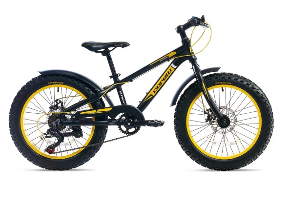 Corelli Fatboy MD Disk Fren 7 Vites 20 Jant Fat Bike Çocuk Bisikleti Siyah Beyaz Sarı ürün görseli 1