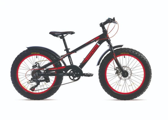 Corelli Fatboy MD Disk Fren 7 Vites 20 Jant Fat Bike Çocuk Bisikleti Siyah Beyaz Kırmızı ürün görseli 1