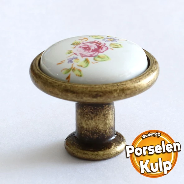 Gerçek Porselen Kulp Çiçekli Düğme Mobilya Mutfak Dolabı Çekmece Dolap Kulpları Kapak Kulpu Kulbu ürün görseli 1