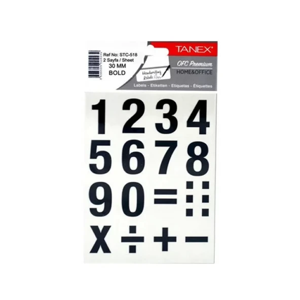 TANEX STC-518 RAKAM ETİKETİ 30mm 2Lİ POŞET ürün görseli 1