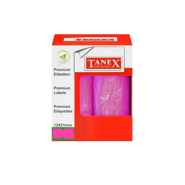 Tanex 12x21 Motex Çizgili Flo Pembe Etiket 800 Adet ürün görseli 1