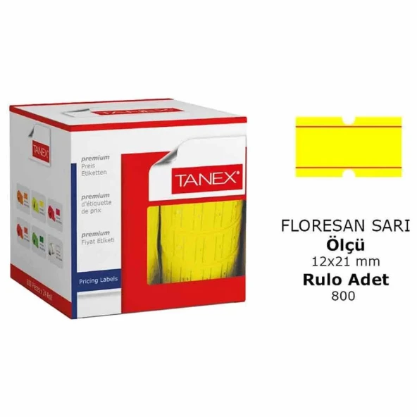 Tanex Motex Çizgili Flo Sarı Etiket 800 Adet ürün görseli 1