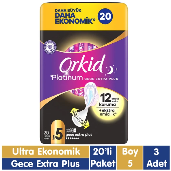 Orkid Platinum Gece Extra Plus Ped 20x3 60 Adet ürün görseli 1