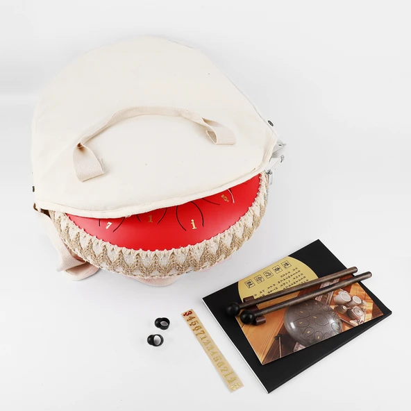 Jwin JTN-1415 14 Inç 15 Ses Ton Çelik Handpan Tongue Drum Davulu - Kırmızı ürün görseli 1