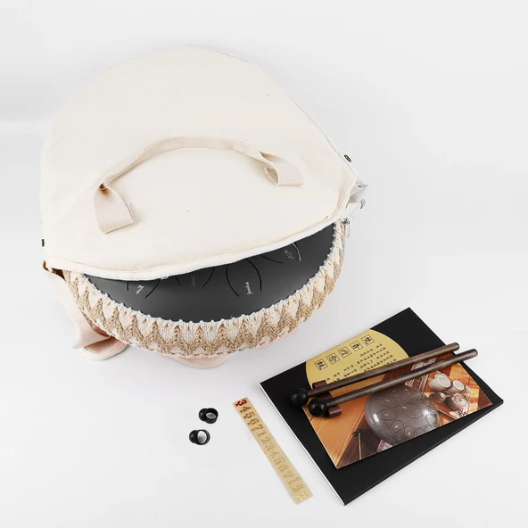 Jwin JTN-1415 14 Inç 15 Ses Ton Çelik Handpan Tongue Drum Davulu - Siyah ürün görseli 1