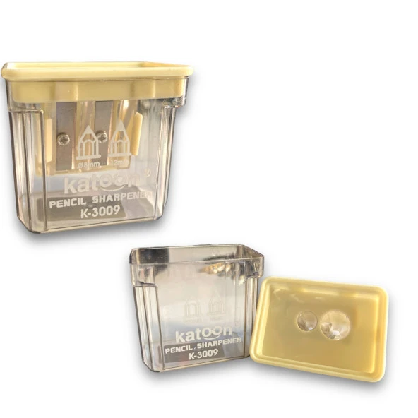 Katoon K-3009 Çift Bıçaklı Hazneli Kalemtraş – Pastel Gri ürün görseli 1