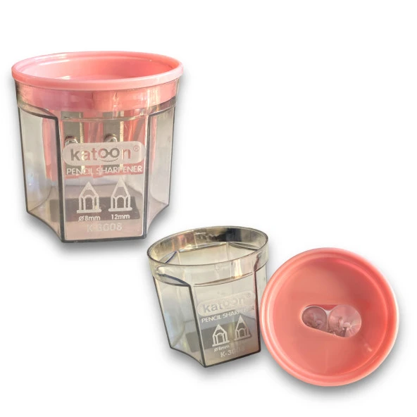 Katoon K-3008 Çift Bıçaklı Hazneli Kalemtraş – Pastel Pembe ürün görseli 1