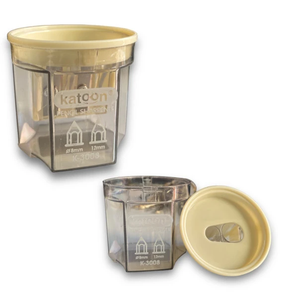 Katoon K-3008 Çift Bıçaklı Hazneli Kalemtraş – Pastel Gri ürün görseli 1