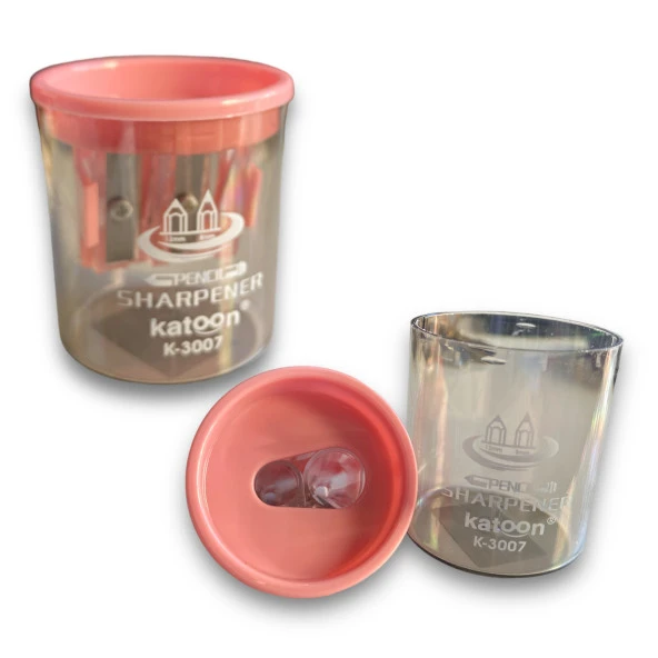 Katoon K-3007 Çift Bıçaklı Hazneli Kalemtraş – Pastel Pembe ürün görseli 1