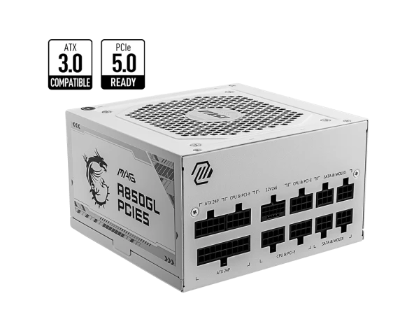 MSI PSU MAG A850GL PCIE5 WHITE 850W 80+ GOLD POWER SUPPLY-BEYAZ ürün görseli 1