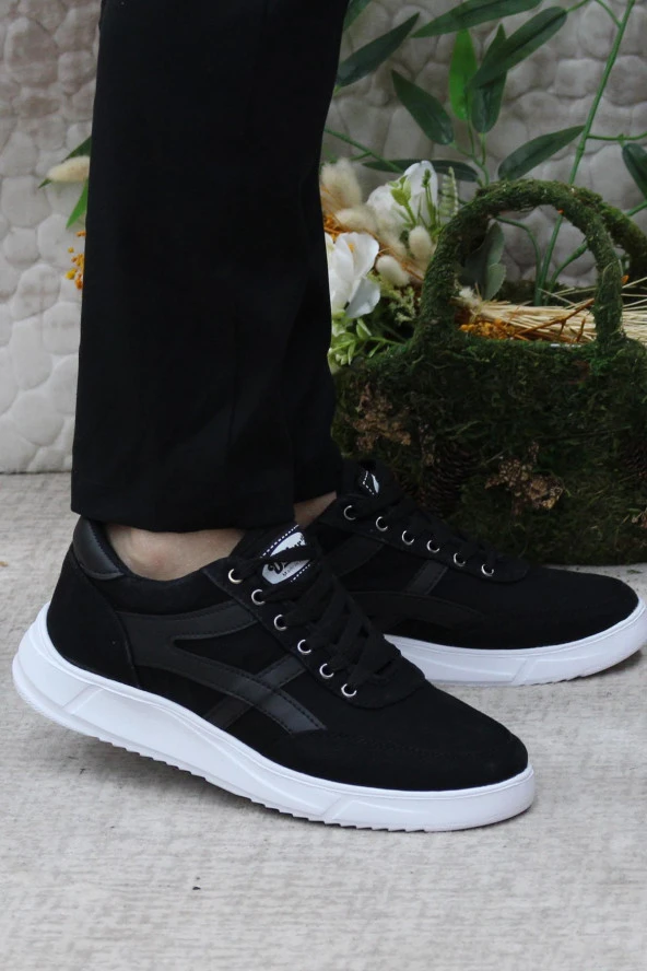 Fort Dks 2004 Siyah Beyaz Hafif Rahat Keten Sneaker Erkek Ayakkabı ürün görseli 1
