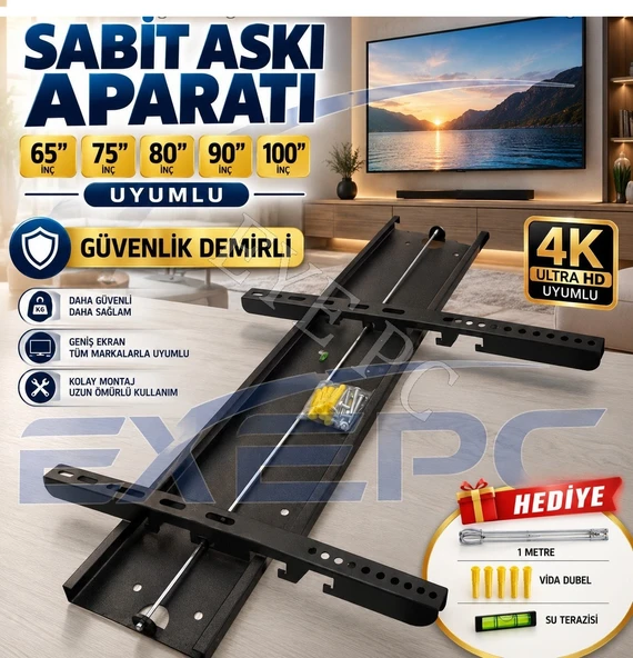 65 İNÇ 75 İNÇ 85 İNÇ 90 İNÇ 100 İNÇ SAMSUNG PHILIPS ONVO DİJİTSU UYUMLU SABİT ASKI APARATI ürün görseli 1