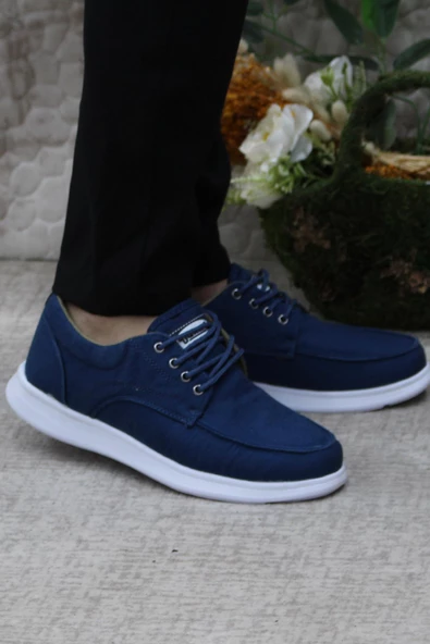 Fort Dks 023 Mavi Hafif Rahat Keten Sneaker Erkek Ayakkabı ürün görseli 1