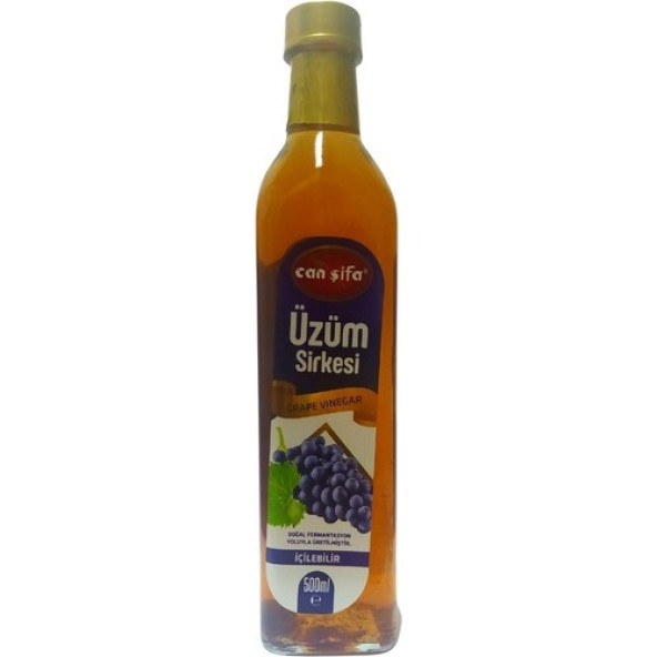 Can Şifa Doğal Fermantasyon Katkısız Üzüm Sirkesi Cam Şişe 500 ml ürün görseli 1