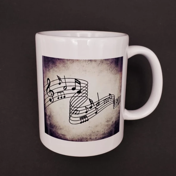 Müzik Notaları Tasarımlı Kupa Bardak ürün görseli 1