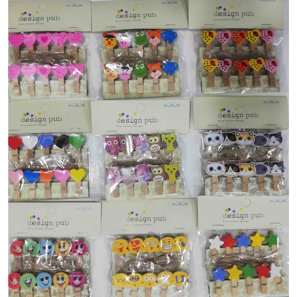 10'lu Şekilli Ahşap Mandallar 3.5cm (10'lu Set-10 Paket) ürün görseli 1
