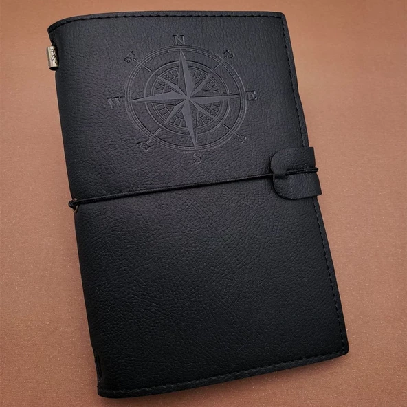 Siyah Deri Pusula Defter ürün görseli 1