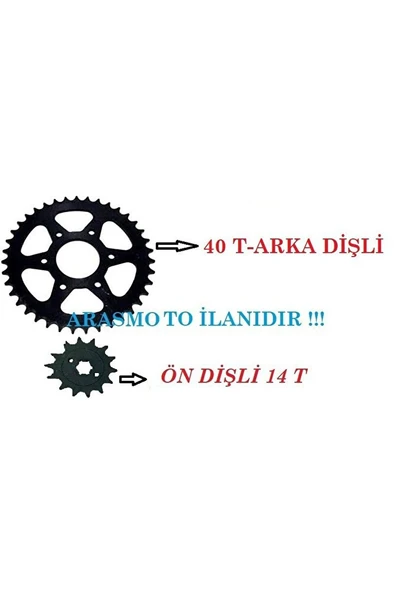 Bajaj Pulsar Ns 200-Rs 200 Ön Arka Dişli Takımı (Arka 40 T-Ön 14 T ) ARASMOTO ürün görseli 1