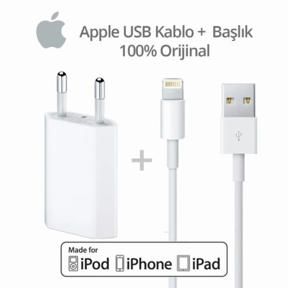 Orjinal Apple iPhone 8 USB 5W Şarj Cihaz MD813ZM-A + MD818ZM-A Kablo Dahil APLEE5WKD0446 ürün görseli 1