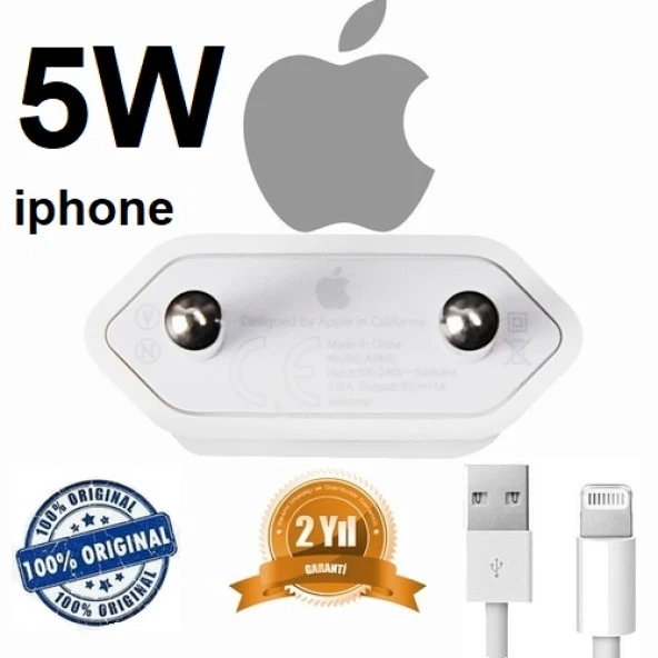 Orjinal Apple iPhone 13 USB 5W Şarj Cihaz MD813ZM-A + MD818ZM-A Kablo Dahil APLEE5WKD0677 ürün görseli 1