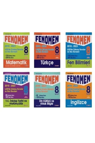 Fenomen 8 Lgs Çıkmış Sorular Ve I?kiz Soruları Seti (6 Kİ?TAP) (2018-2023) ürün görseli 1