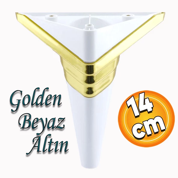 Golden Köşe Lüks Mobilya Grubu Kanepe Sehpa Tv Ünitesi Koltuk Ayağı 14 Cm Beyaz Altın Baza Ayakları ürün görseli 1