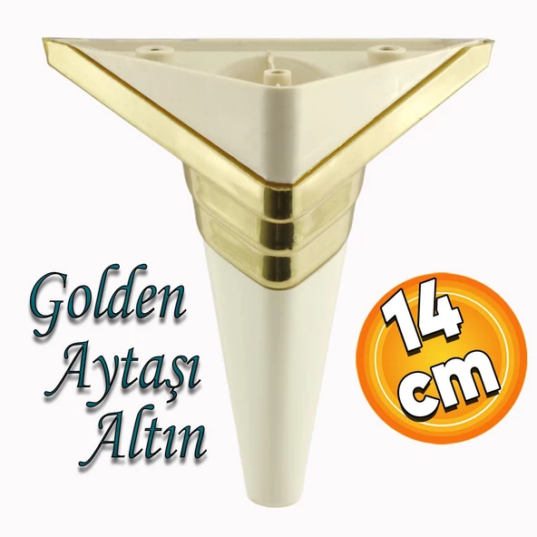 Golden Köşe Lüks Mobilya Grubu Kanepe Sehpa Tv Ünitesi Koltuk Ayağı 14 Cm Krem Altın Baza Ayakları ürün görseli 1