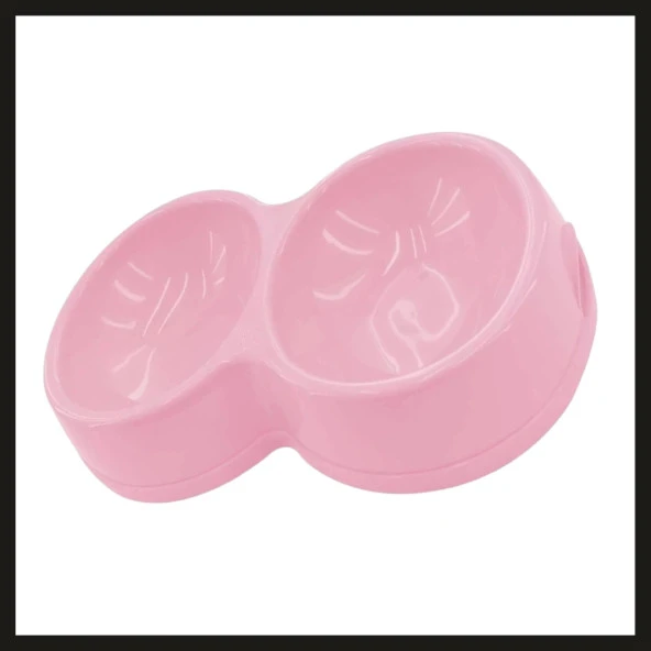 Uyguna-Yakala Pembe 8566 Çiftli Kedi/köpek Mama Kabı-VCL.112 ürün görseli 1