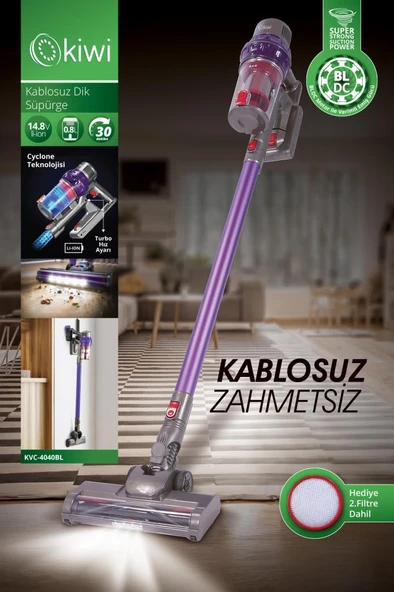 Kiwi Kvc-4040 BLDC Kablosuz Dikey Süpürge Mor ürün görseli 1