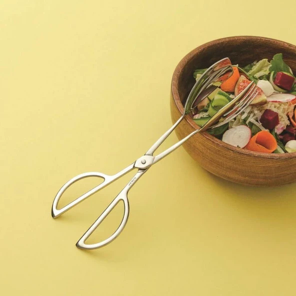 Hisar ay salata servis çatal maşası - makas maşa paslanmaz çelik ürün görseli 1