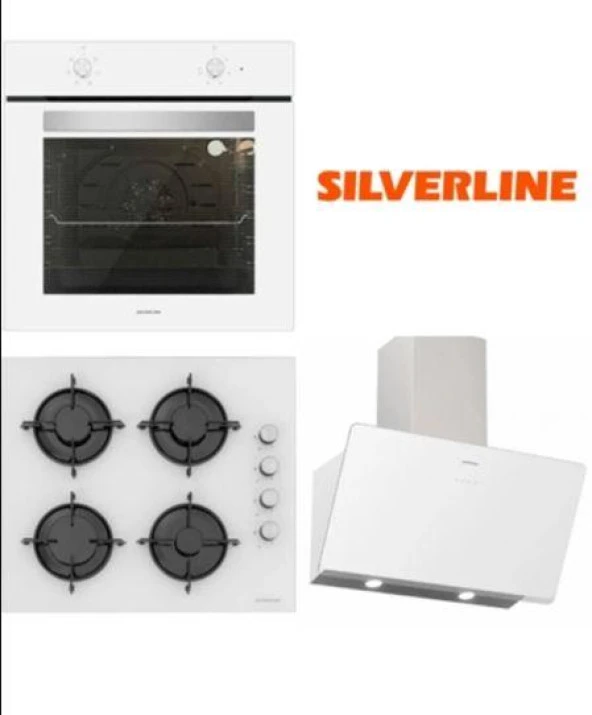 Silverline Beyaz Cam Ankastre Set Bo65e1w01 - Cs5349w01 -3457 Soho ürün görseli 1