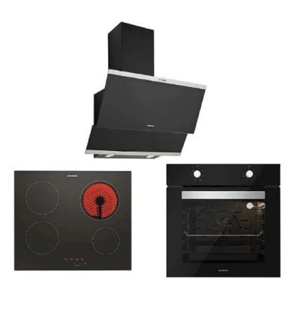 Silverline Siyah Cam Ankastre Set 3420 Classy - vc8210b01 - BO65E1B01 ürün görseli 1