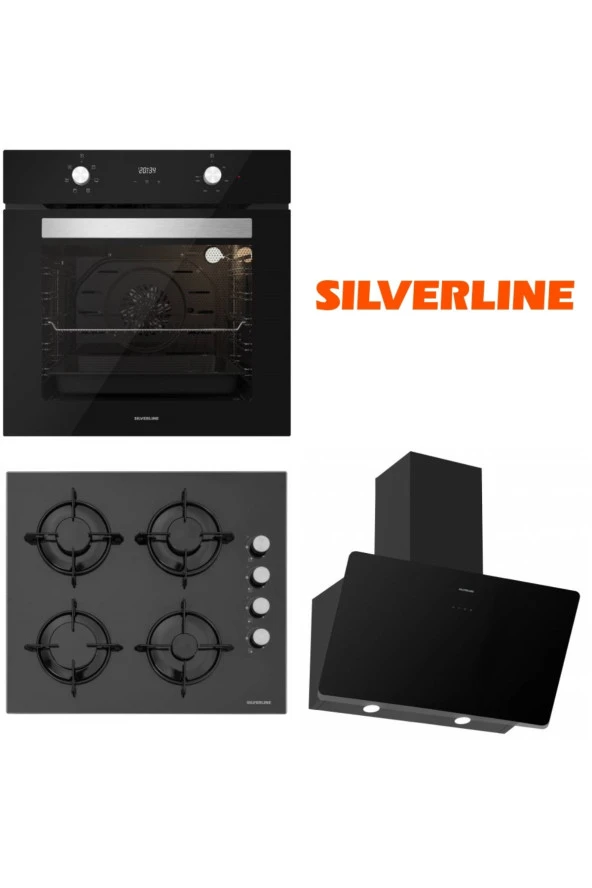 Silverline Siyah Cam Ankastre Set BO6502B01 - CS5349B01 - 3457 Soho ürün görseli 1