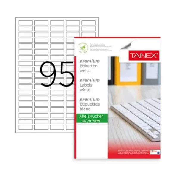 Tanex Laser Etiket Kod 2095 30mm x 12mm ürün görseli 1