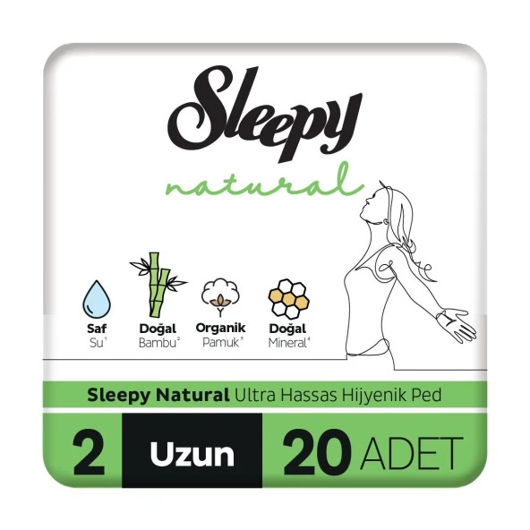 Sleepy Natural Ultra Hassas Hijyenik Ped Uzun 20 Adet ürün görseli 1