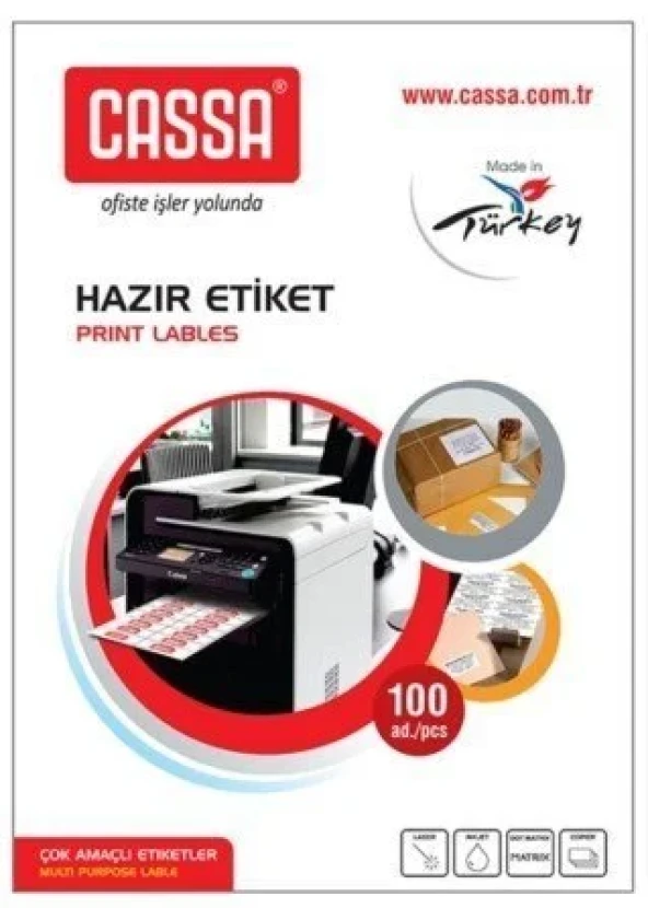 CASSA 1165 LASER ETİKET 38x21mm 65x100 6500 ADET ürün görseli 1