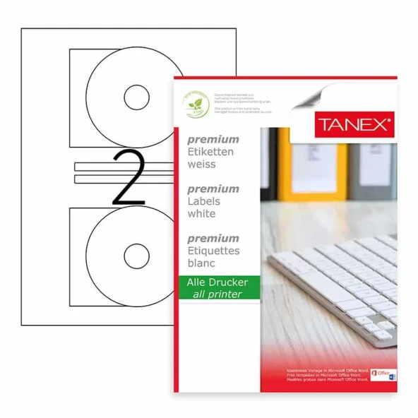 Tanex Laser Etiket Cd Kod 2116 116mm x 41mm ürün görseli 1