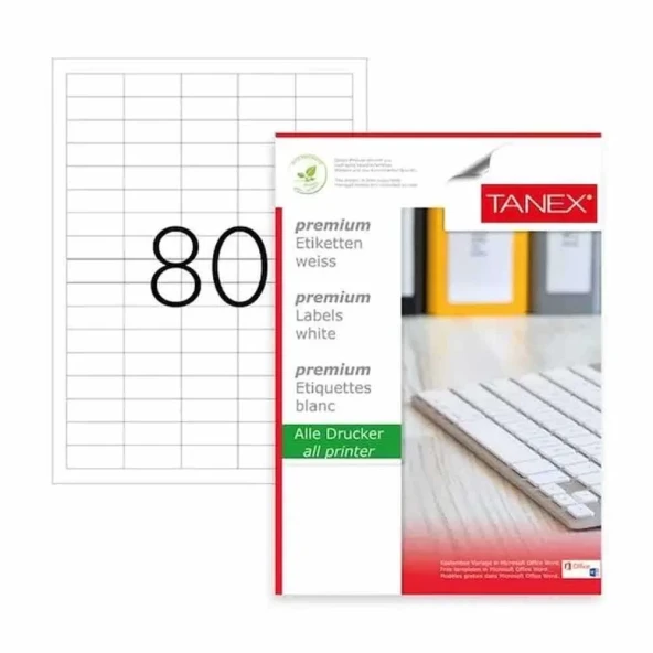 Tanex Laser Etiket Kod 2180 X 37mm x 14.25mm ürün görseli 1