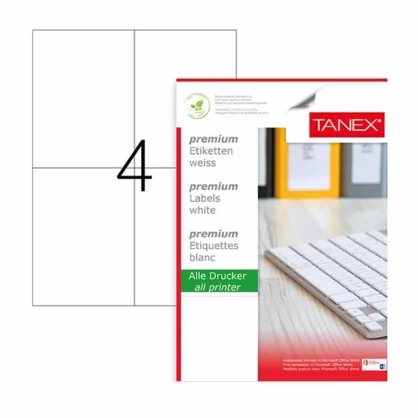 Tanex Laser Etiket Kod 2204 105mm x 148.5mm ürün görseli 1