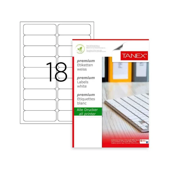 Tanex Laser Etiket Kod 2318 X 83mm x 30mm ürün görseli 1