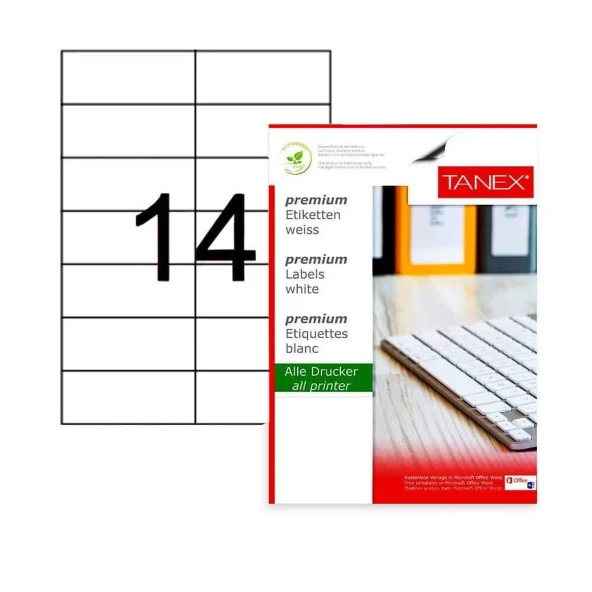 Tanex Laser Etiket Kod 2712 105mm x 42.69mm ürün görseli 1