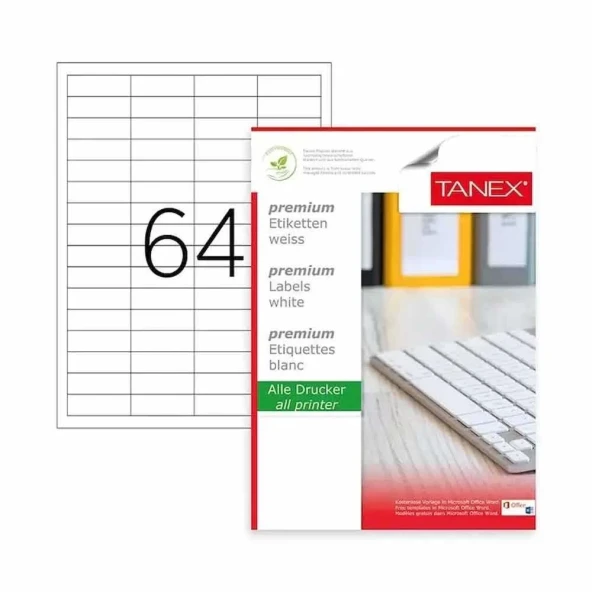 Tanex Laser Etiket Kod Tw 2564 48.5mm x 16.9mm ürün görseli 1