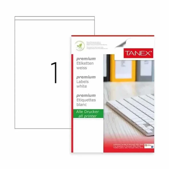 Tanex Laser Etiket Kod 2294 210mm x 294,86mm ürün görseli 1