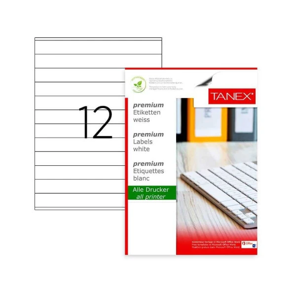 Tanex Laser Etiket Kod 2524 210mm x 24mm ürün görseli 1