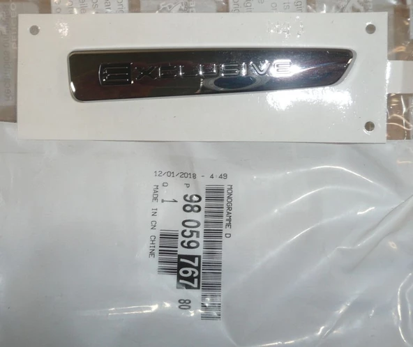 Citroen C-elysee, EXCLUSIVE Yazı Krom Sağ OEM (9805976780) ürün görseli 1