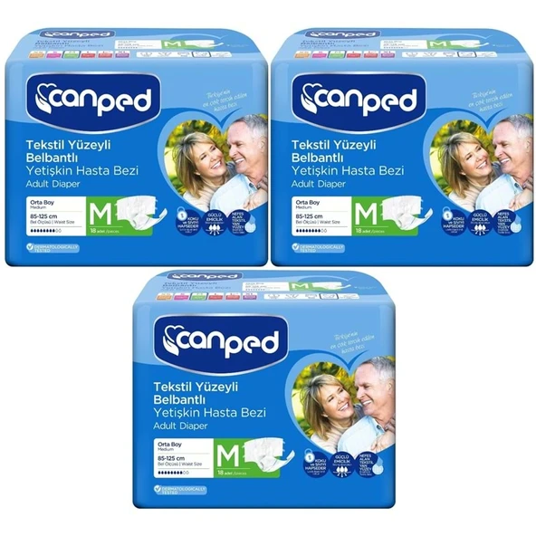 Canped Yetişkin Bezi Bel Bantlı Tekstil Yüzey M - Orta - Medium 54 Adet ürün görseli 1