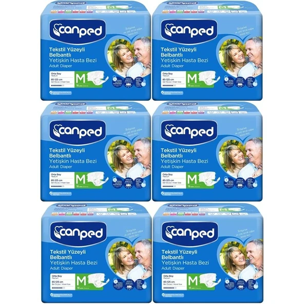 Canped Yetişkin Bezi Bel Bantlı Tekstil Yüzey M - Orta - Medium 108 Adet ürün görseli 1