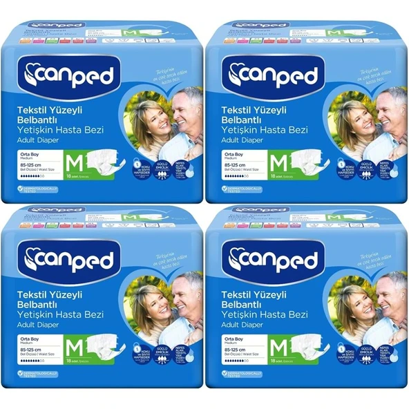 Canped Yetişkin Bezi Bel Bantlı Tekstil Yüzey M - Orta - Medium 72 Adet ürün görseli 1