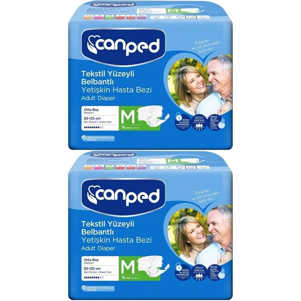 Canped Yetişkin Bezi Bel Bantlı Tekstil Yüzey M - Orta - Medium 36 Adet ürün görseli 1